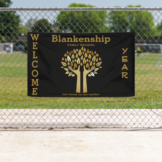 ファミリ懇親会ハンズアップツリー葉カスタムバナー 横断幕 (インサイチュ)