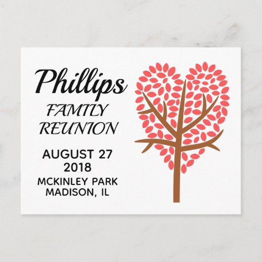 ファミリ懇親会ハートツリーのアラーム ポストカード (正面)