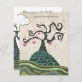 ファミリ懇親会ハートツリーモダンベクトル招待状 招待状 (正面/裏面)