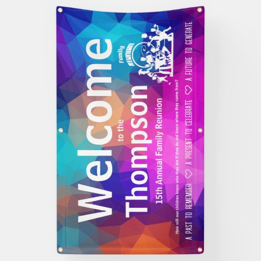 ファミリ懇親会バナカラフル(ジオメトリ) 横断幕 (縦)