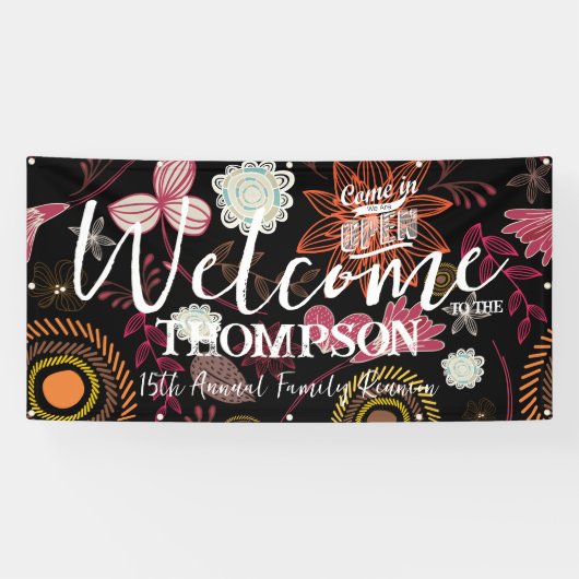 ファミリ懇親会バナー(レトロフローラ) 横断幕 (横)