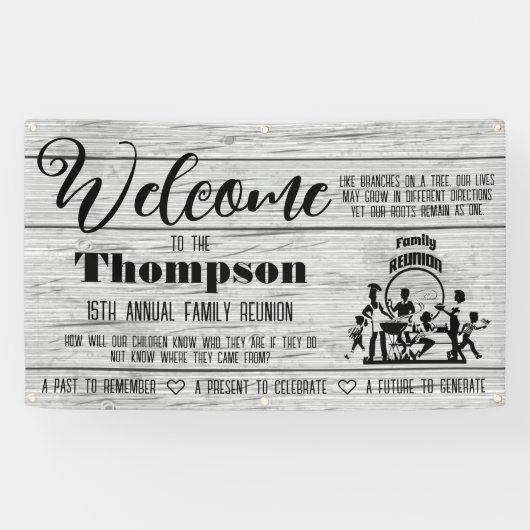 ファミリ懇親会バナ素朴 – 白塗り木材 横断幕 (横)