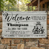 ファミリ懇親会バナ素朴 – 白塗り木材 横断幕