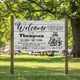 ファミリ懇親会バナ素朴 – 白塗り木材 横断幕