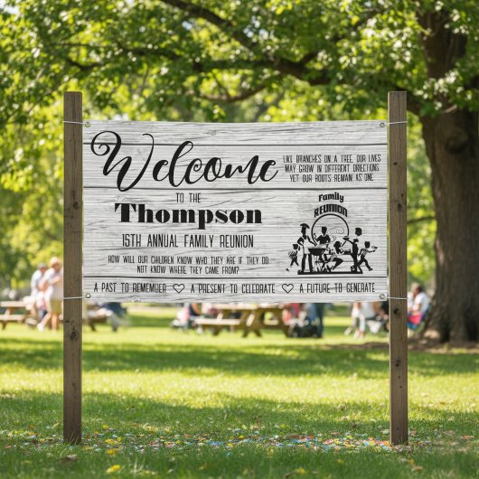 ファミリ懇親会バナ素朴 – 白塗り木材 横断幕