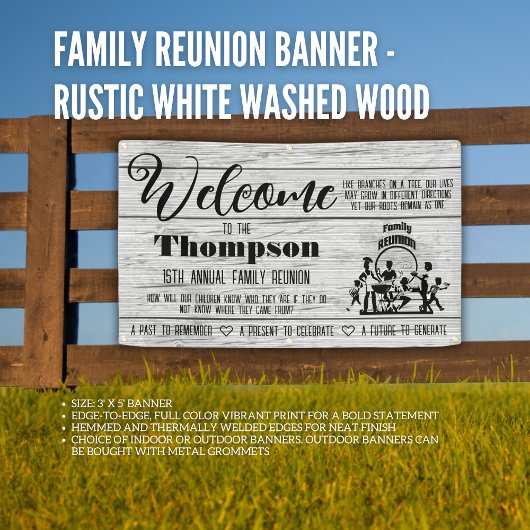 ファミリ懇親会バナ素朴 – 白塗り木材 横断幕