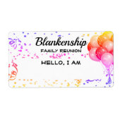 ファミリ懇親会バルーン紙吹雪名前をカスタムするラベル ラベル (正面)