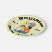 ファミリ懇親会パーソナライズ名日付フォント ペーパープレート (アングル)