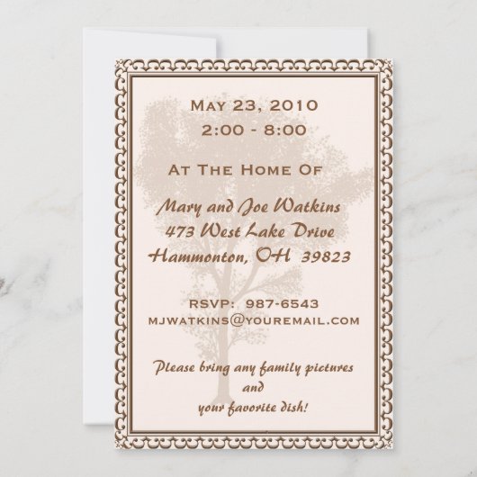 ファミリ懇親会パーティの招待状 招待状 (裏面)