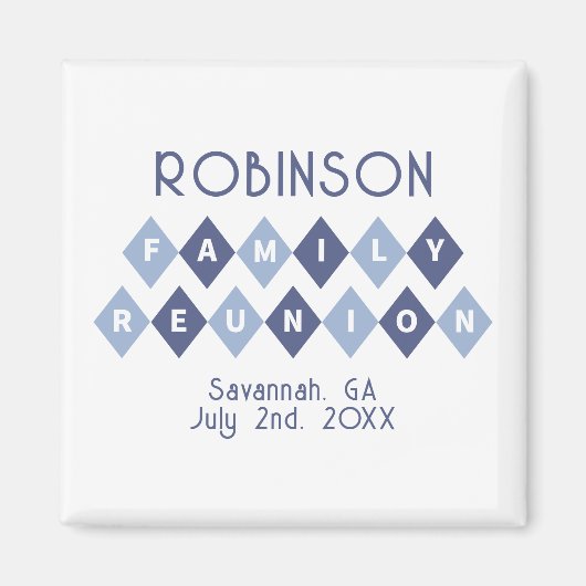 ファミリ懇親会パーティーキープサケカラフルブルーモダンル マグネット (正面)