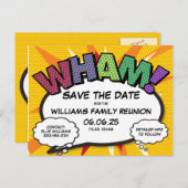 ファミリ懇親会パーティー日付の保存モダンおもしろい  案内ポストカード (正面/裏面)