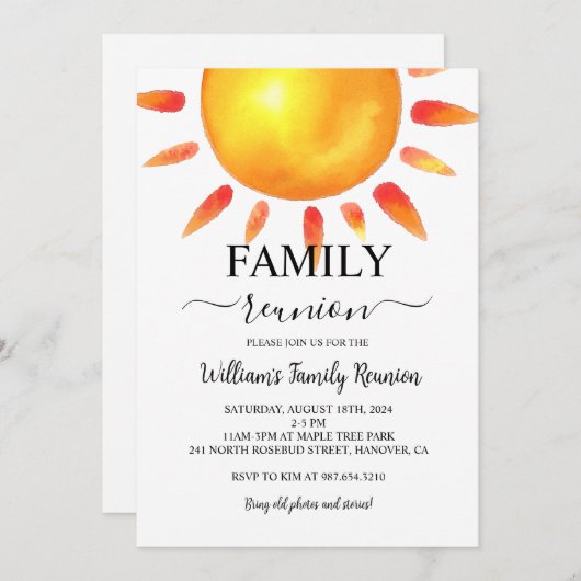 ファミリ懇親会パーティー、ファミリーギャザリング招待状 招待状 (正面/裏面)