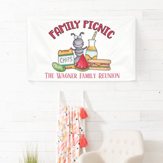 ファミリ懇親会ピクニックアリの名前の追加 横断幕 (インサイチュ)