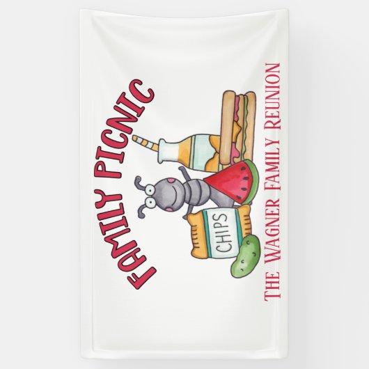 ファミリ懇親会ピクニックアリの名前の追加 横断幕 (縦)