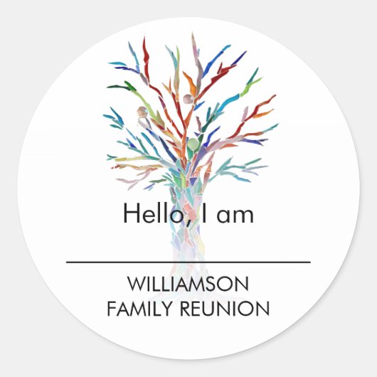 ファミリ懇親会ファミリツリー名タグ ラウンドシール (正面)