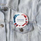 ファミリ懇親会ボタン赤い白と青のテーマ 缶バッジ (インサイチュ)