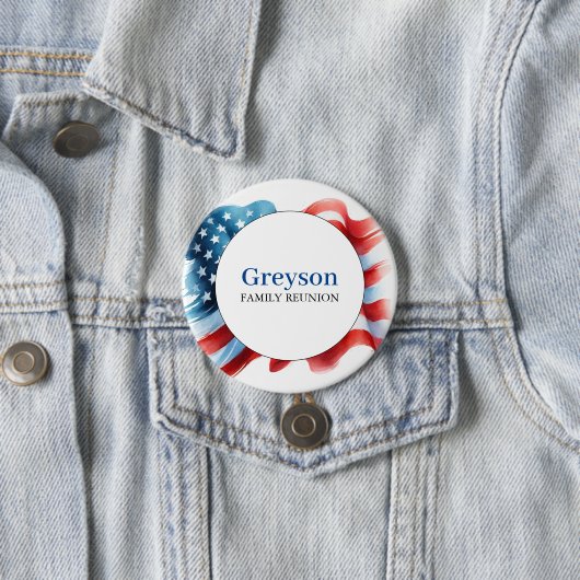 ファミリ懇親会ボタン赤い白と青のテーマ 缶バッジ (インサイチュ)