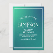 ファミリ懇親会モダングラデーションQRコード招待状 招待状 (正面)