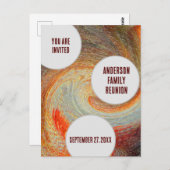 ファミリ懇親会リラックス招待状スワールGroovy ポストカード (正面/裏面)