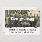 ファミリ懇親会ヴィンテージ写真テンプレートの発表 セーブザデート (正面)