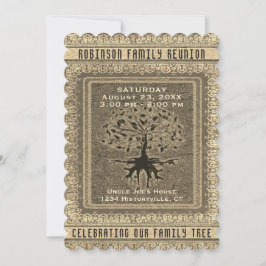 ファミリ懇親会ヴィンテージ金ゴールド 招待状