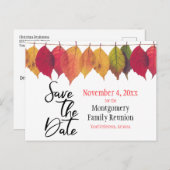 ファミリ懇親会保存日の秋の色の葉 案内ポストカード (正面/裏面)