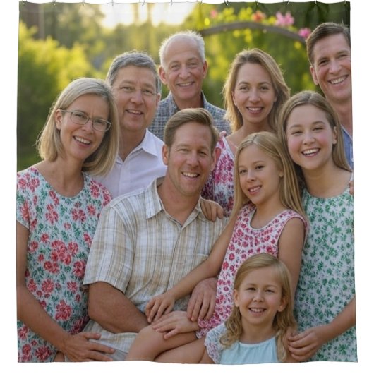 ファミリ懇親会写真のカスタマイズ追加 シャワーカーテン (正面)