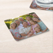 ファミリ懇親会写真のカスタマイズ追加 スクエアペーパーコースター (アングル)