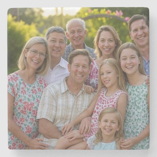 ファミリ懇親会写真のカスタマイズ追加 ストーンコースター (正面)