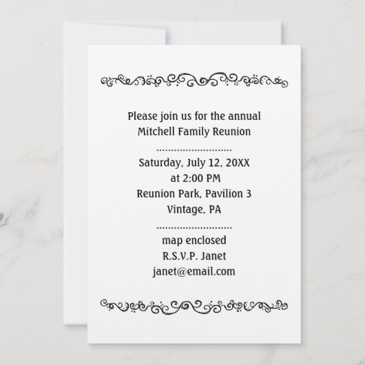 ファミリ懇親会写真テンプレートの発表 招待状 (裏面)