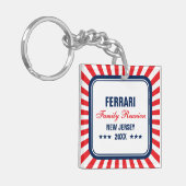 ファミリ懇親会写真赤白青 キーホルダー (正面左)