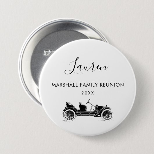 ファミリ懇親会名タグ(Vintage Car付き) 缶バッジ (正面&裏面)