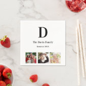 ファミリ懇親会名ホワイトフォトコラージュ スタンダードカクテルナプキン (インサイチュ)