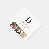 ファミリ懇親会名ホワイトフォトコラージュ スタンダードカクテルナプキン (角)