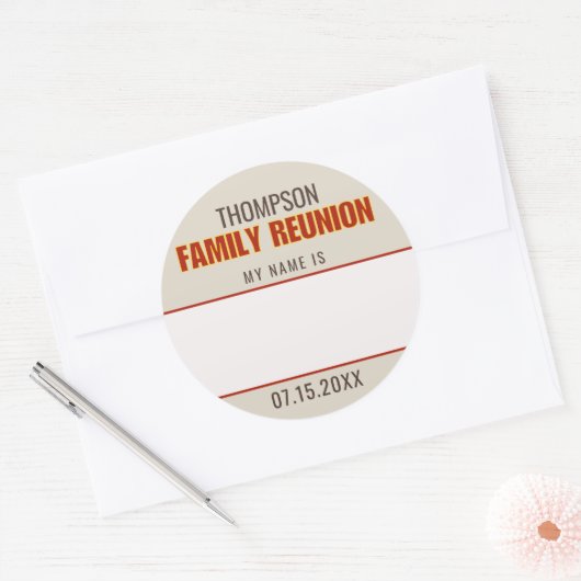 ファミリ懇親会名前をカスタムするバッジ ラウンドシール (封筒)