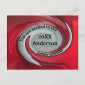 ファミリ懇親会招待状アナウンスブライトレッド ポストカード (正面)