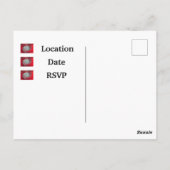 ファミリ懇親会招待状アナウンスブライトレッド ポストカード (裏面)