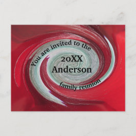 ファミリ懇親会招待状アナウンスブライトレッド ポストカード