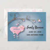 ファミリ懇親会招待状日付ハートツリーを保存 ポストカード (正面/裏面)