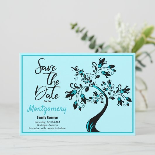 ファミリ懇親会日付のアーモダントツリーの保存 案内状 (スタンド正面)