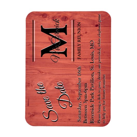 ファミリ懇親会日付の保存テンプレート発表 マグネット (縦)