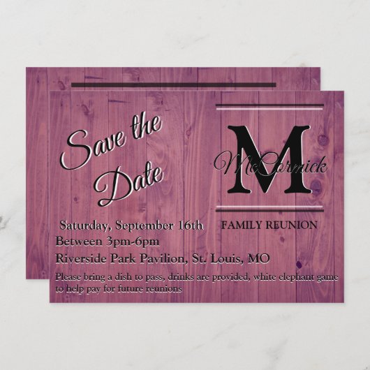 ファミリ懇親会日付の保存テンプレート発表 招待状 (正面/裏面)