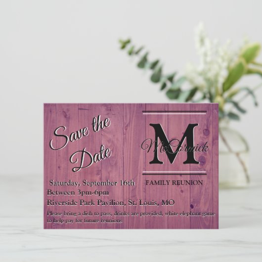 ファミリ懇親会日付の保存テンプレート発表 招待状 (スタンド正面)