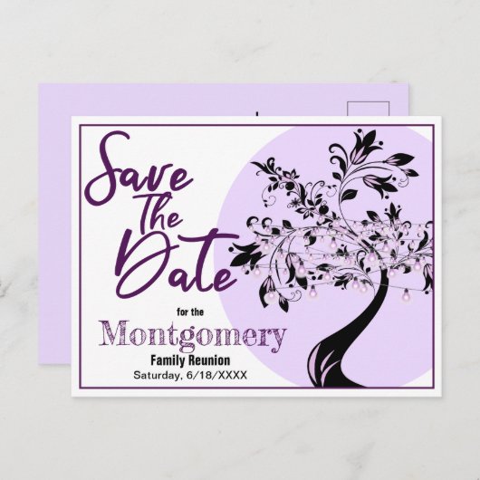 ファミリ懇親会日付の保存トレンディー発表 ポストカード (正面/裏面)