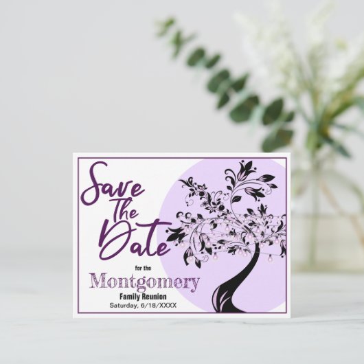 ファミリ懇親会日付の保存トレンディー発表 ポストカード (スタンド正面)