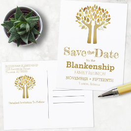 ファミリ懇親会日付の保存ハンズアップツリー葉項目 案内ポストカード