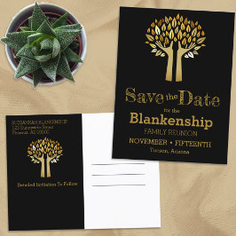 ファミリ懇親会日付の保存ハンズアップツリー葉項目 案内ポストカード