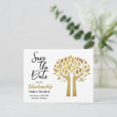ファミリ懇親会日付の保存ハンズアップツリー葉項目 案内ポストカード (スタンド正面)