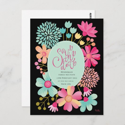 ファミリ懇親会日付の保存パーティーはがき ポストカード (正面/裏面)