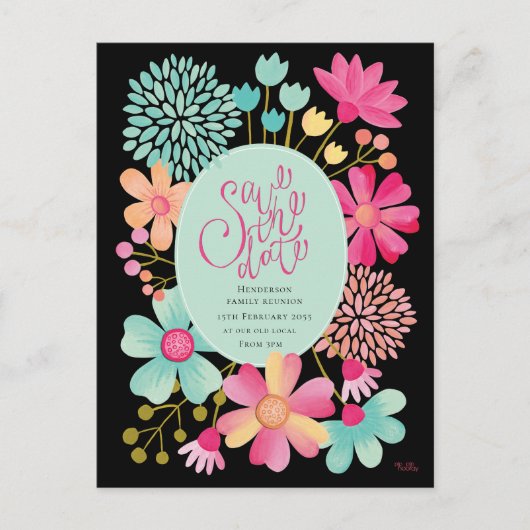 ファミリ懇親会日付の保存パーティーはがき ポストカード (正面)